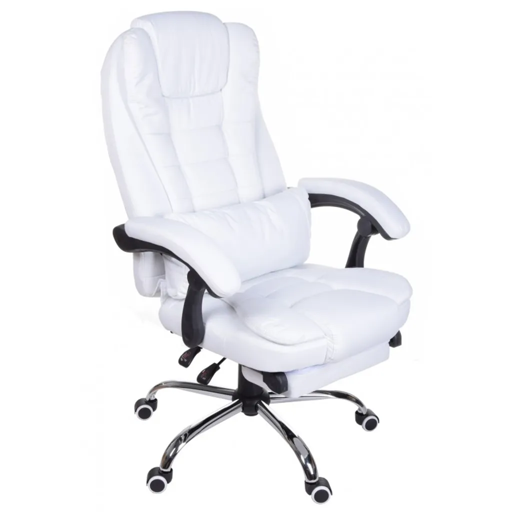 Bequemer Sessel Büro-Sessel Drehstuhl Chefsessel Stuhl komfortables modernes Design Liegefunktion Weiß
